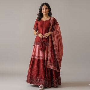 Women's Indian Pakistani Traditional Formal Lehnga, 3-Piece Outfit